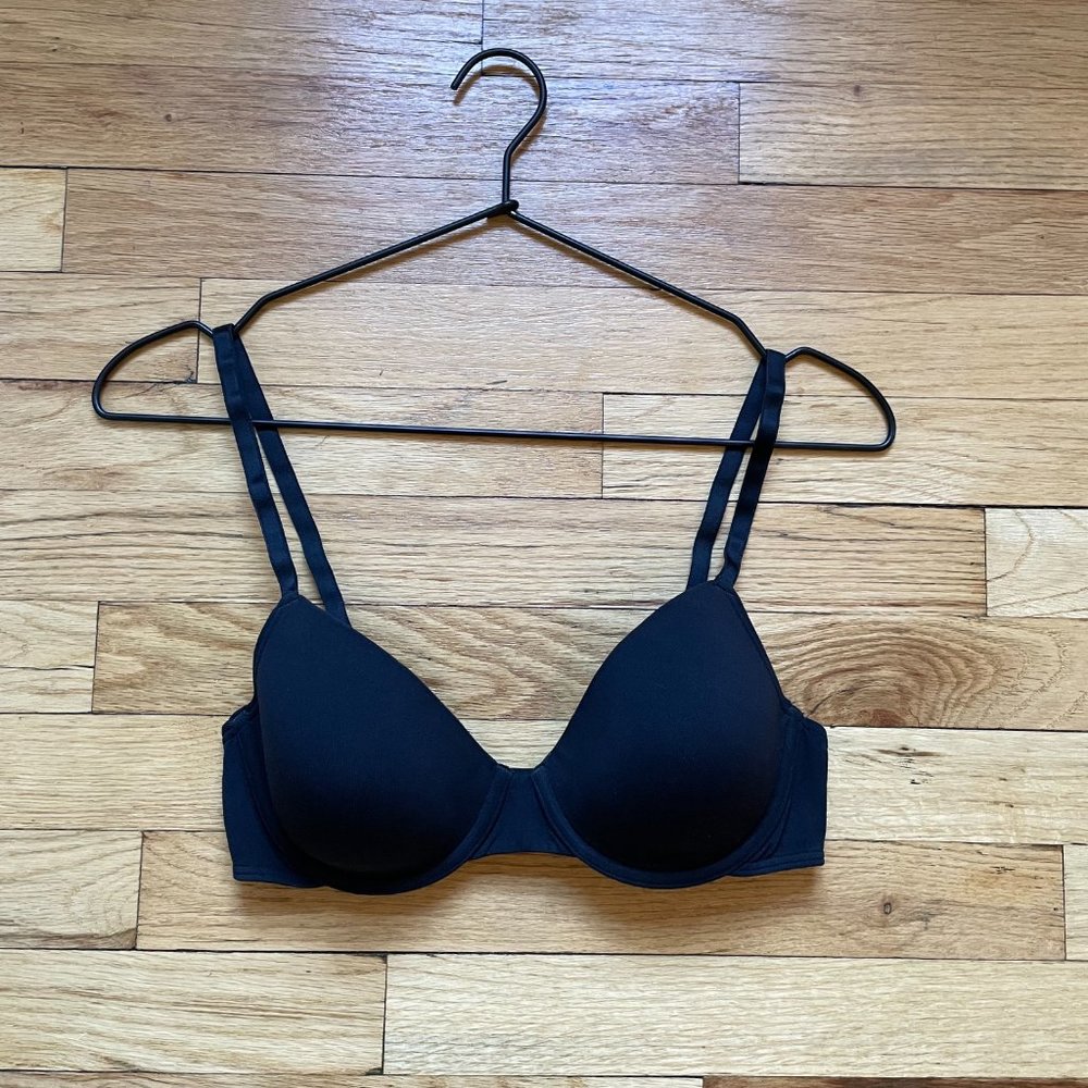 Wolford Black Velvet Cup Bra, 32D, Black
